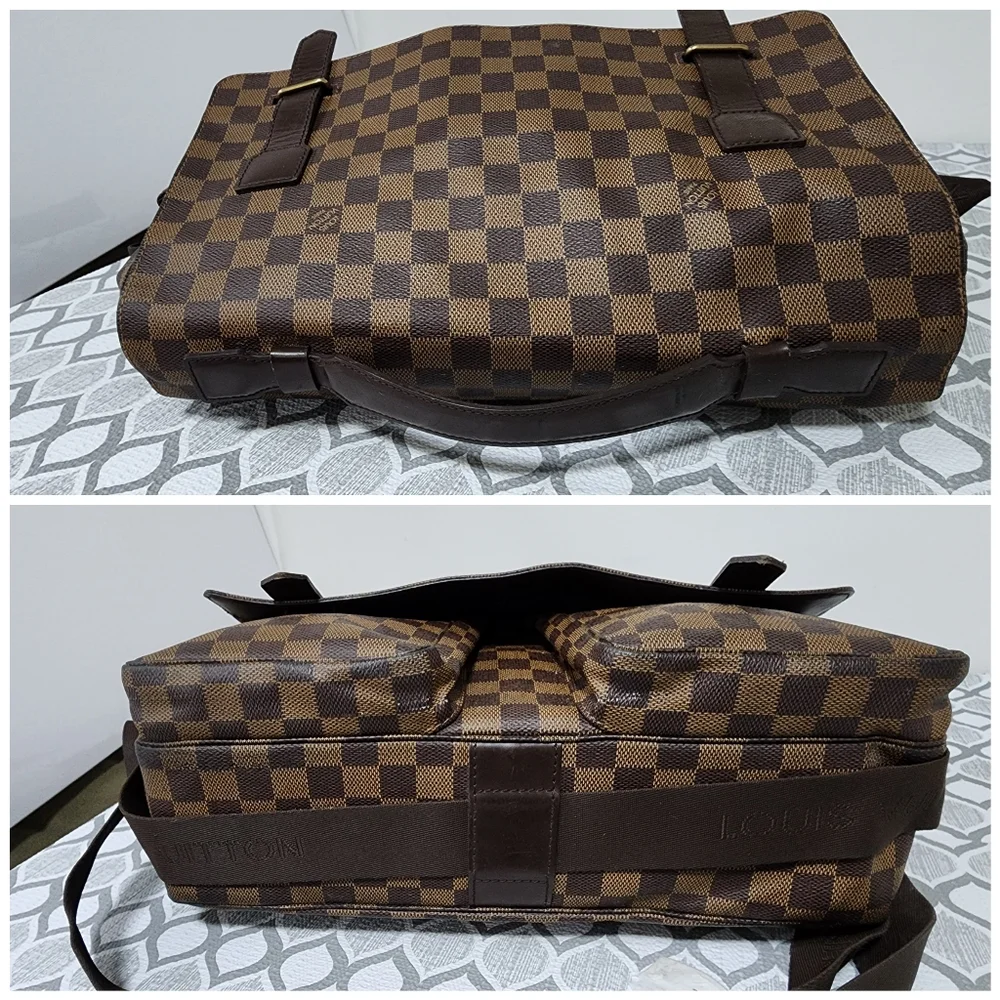 LOUIS VUITTON Damier Ebene Broadway Messenger Bag Brown